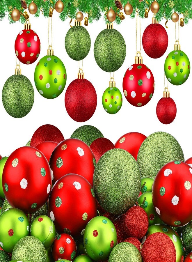 Daifunli 68 Pcs Christmas Tree Ball Ornaments 2.4 1.6 1.2 Red Green Glittering Hanging Xmas Ball Lime Green Elf Christmas Ball Decoration Shatterproof Dot Ball Decor for Winter Tree Party Event Decor - Image 1
